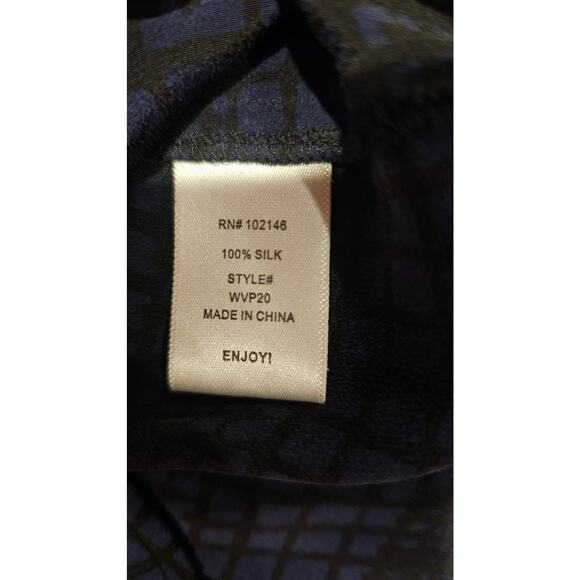 Michael Stars 100% Silk Sleeveless Blouse, Black Blue Geometric Top, Sx XS - Picture 5 of 9